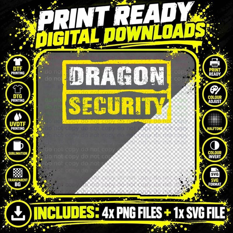 Halloween Dragon Security Adult T-Shirt, Costume Party Png SVG Digital Bundle