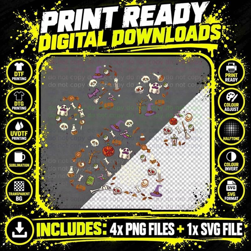 Halloween Ghosts and Candy T-Shirt, Spooky Party Theme Png SVG Digital Bundle