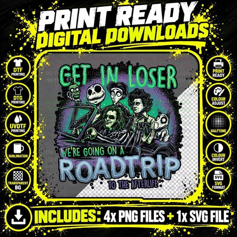 Halloween Horror Characters T-Shirt, Gothic Horror Tee Png SVG Digital Bundle