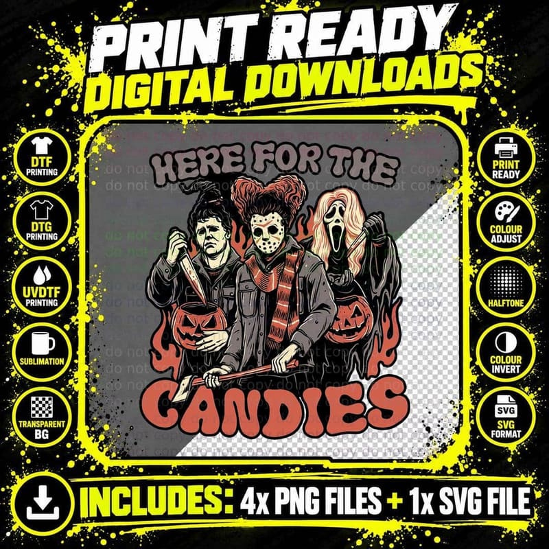 Halloween Horror Characters T-Shirt Png SVG Digital Bundle