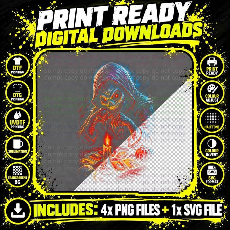 Halloween Horror Costume T-Shirt, Dark Art Print Png SVG Digital Bundle