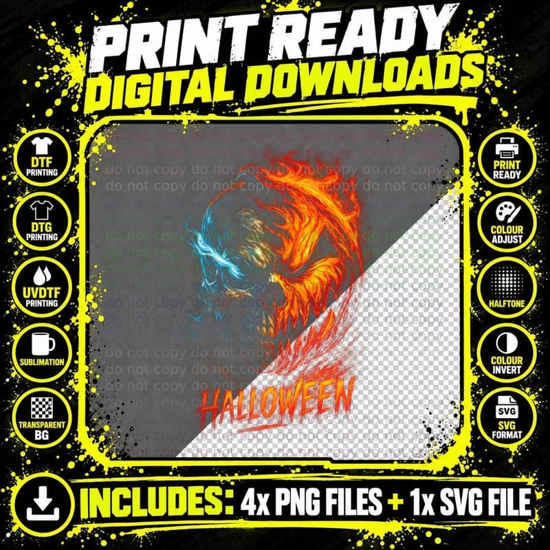 Halloween Horror Costume T-Shirt, Spooky Season Print Png SVG Digital Bundle