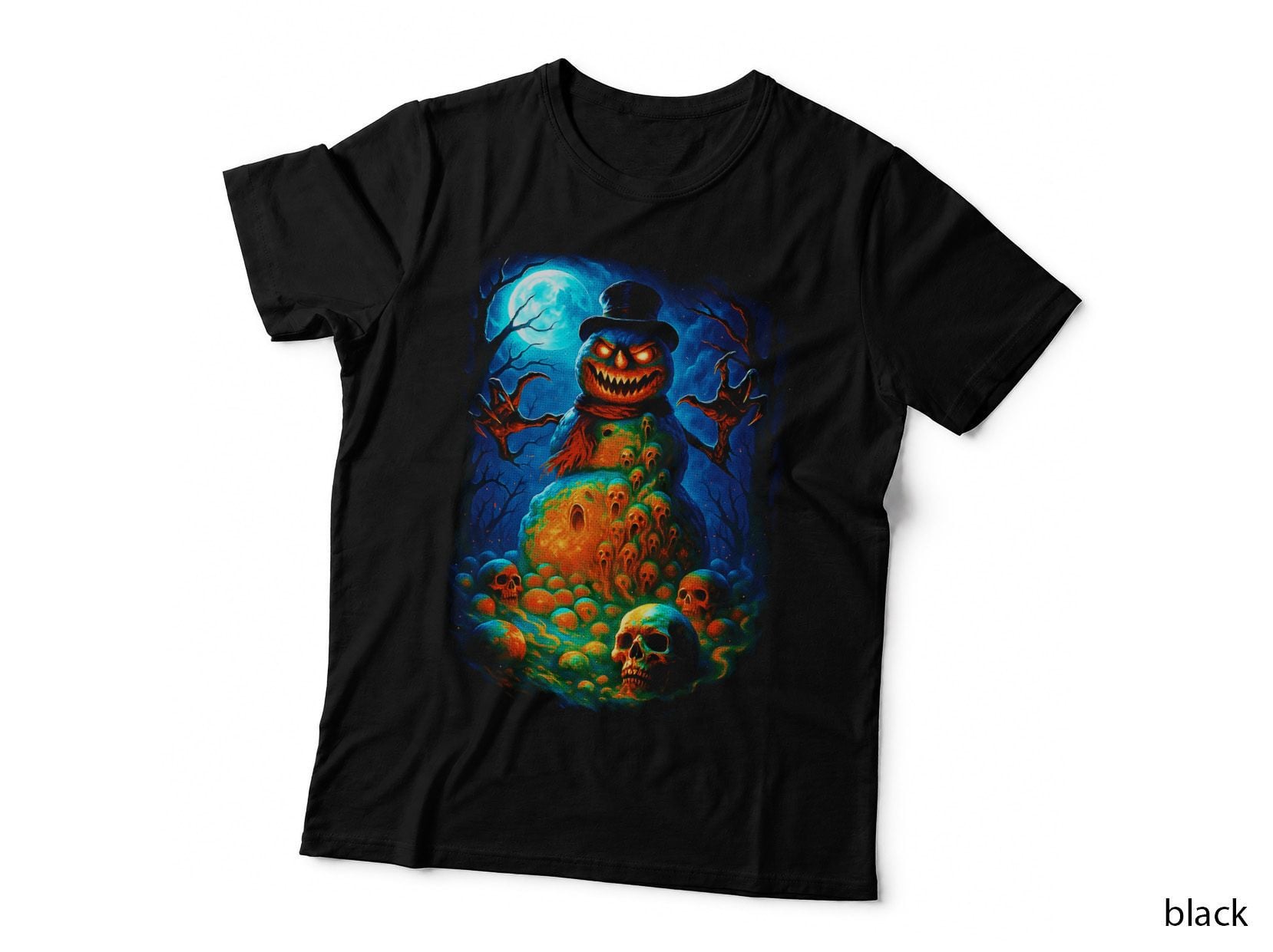 Halloween Horror Halftone Print T-Shirt, Spooky Season Skulls, Gothic Apparel