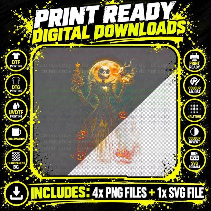 Halloween Horror Jack Skellington T-Shirt Png SVG Digital Bundle