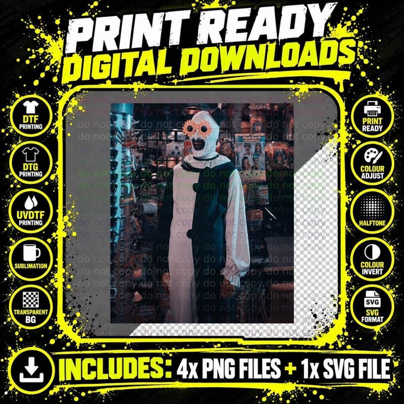 Halloween Horror Mask T-Shirt, Spooky Scary Costume Png SVG Digital Bundle