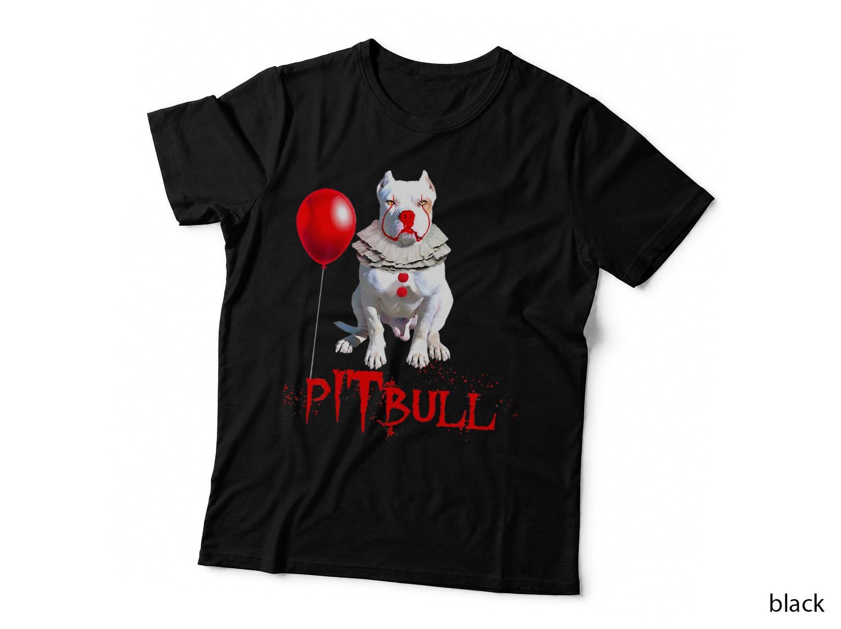 Halloween Horror Pitbull Clown T-Shirt, Spooky Animal Print