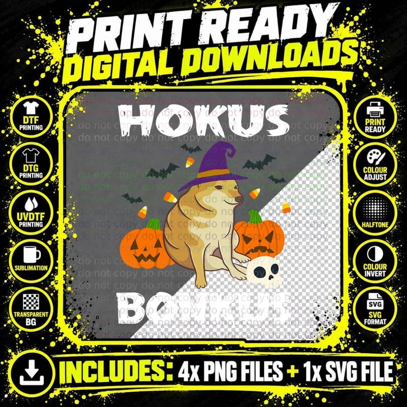Halloween Ironic Dog Meme T-Shirt, Funny Cheems Design Png SVG Digital Bundle