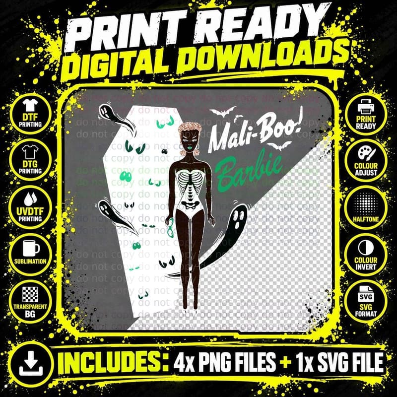 Halloween Pink Doll Aesthetic Skeleton T-Shirt Png SVG Digital Bundle