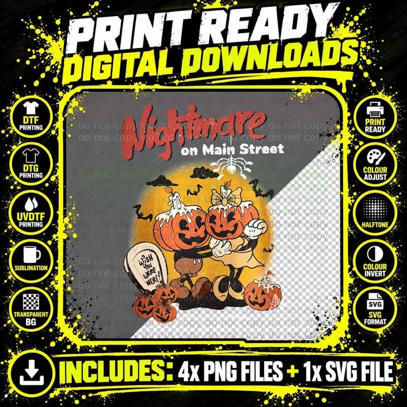 Halloween Pumpkin Nightmare T-Shirt, Spooky Horror Theme Png SVG Digital Bundle