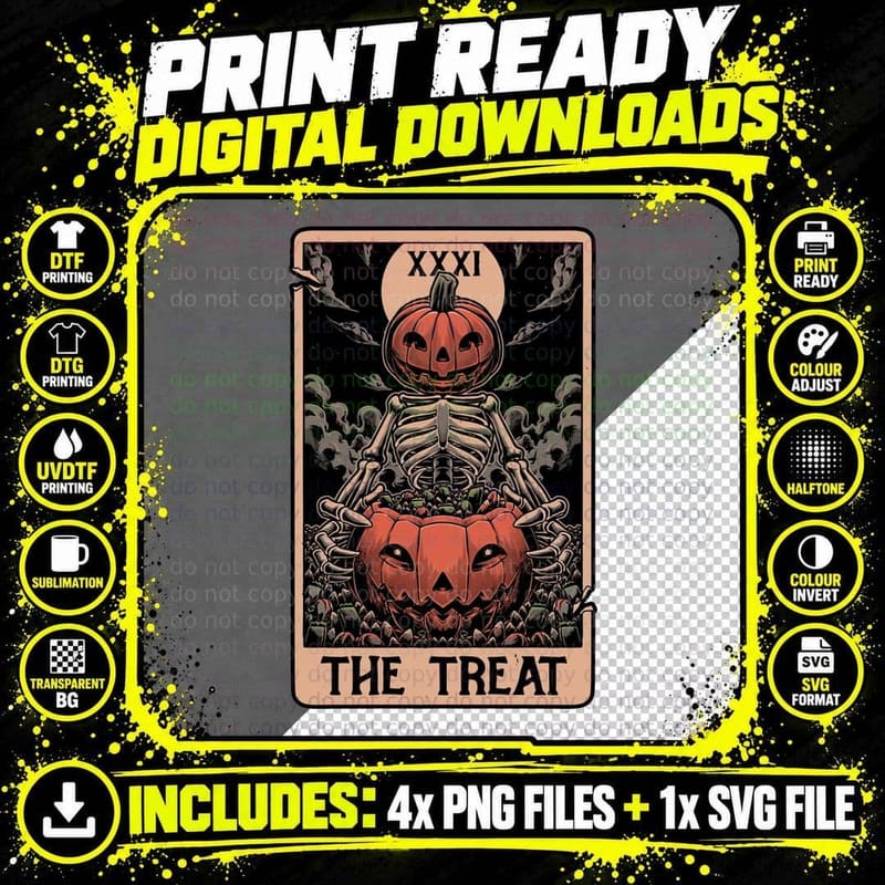 Halloween Pumpkin Skeleton T-Shirt, Gothic Horror Tee Png SVG Digital Bundle
