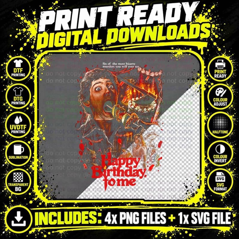 Happy Birthday Zombie T-Shirt, Horror Birthday Print Png SVG Digital Bundle