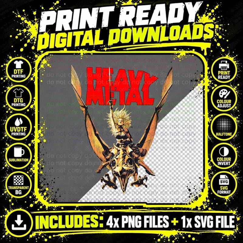 Heavy Metal T-Shirt, Retro Sci-Fi Horror Png SVG Digital Bundle