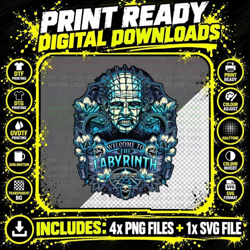 Hell Raiser, Labyrinth, Hellraiser, Pinhead, Movie Png SVG Digital Bundle