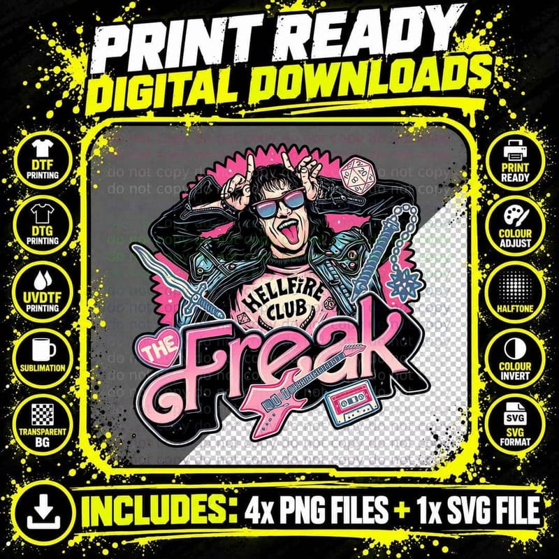 Hellfire Club T-Shirt, Retro 80s Horror Tee Png SVG Digital Bundle
