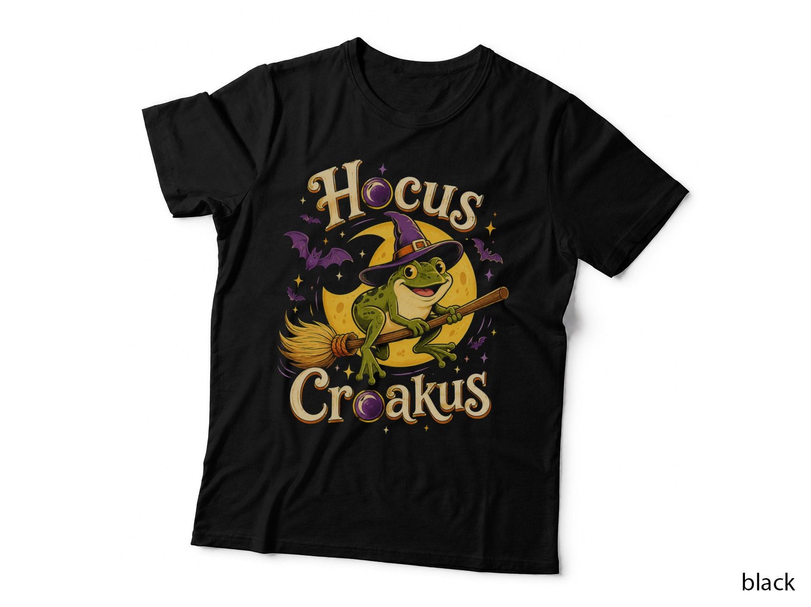 Hocus Croakus Frog Witch T-Shirt Funny Halloween Broomstick Frog Lover Gift Tee