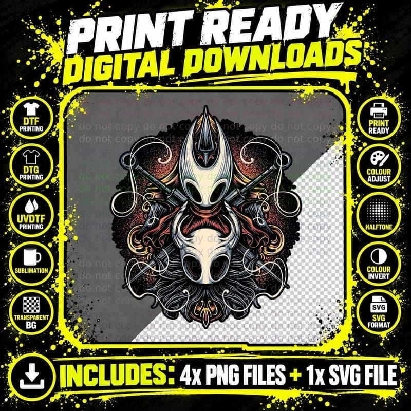 Hollow Knight T-Shirt, Gothic Horror Tee, Gift for Gamers Png SVG Digital Bundle