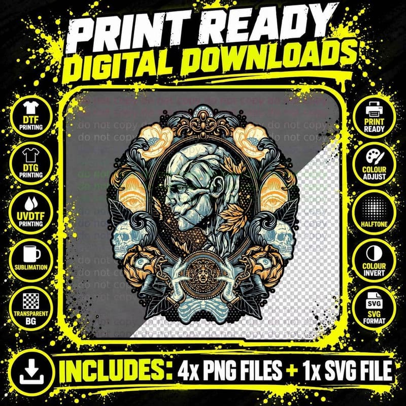Horror Movie Villain T-Shirt, Gothic Horror Tee Png SVG Digital Bundle