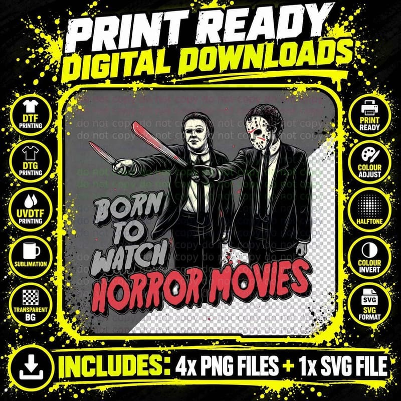 Horror Movie Villains T-Shirt, Halloween Parody Png SVG Digital Bundle