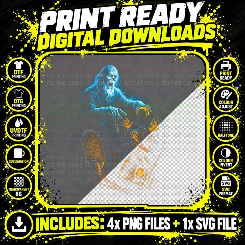 Horror Zombie Graveyard T-Shirt, Halloween Costume Png SVG Digital Bundle
