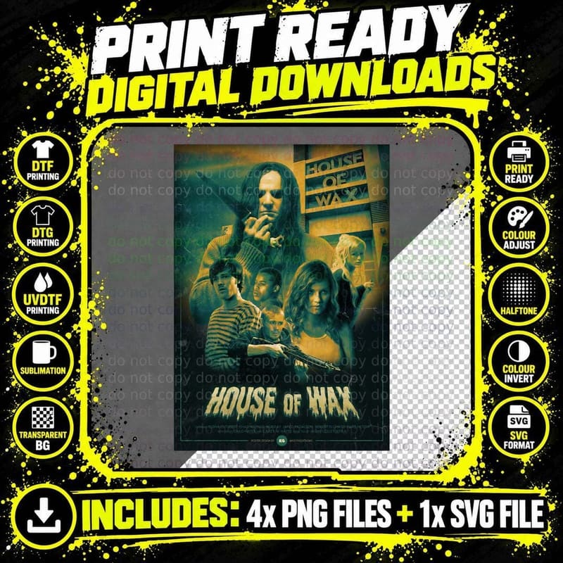 House of Wax T-Shirt, Retro Horror Movie Png SVG Digital Bundle