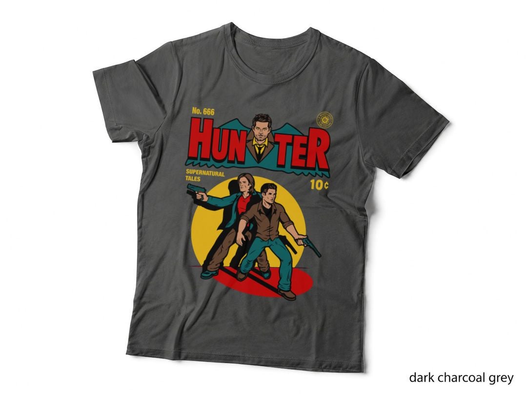 Hunter Supernatural Comic T-Shirt, Retro Ghost Stories, Pulp Cover Art
