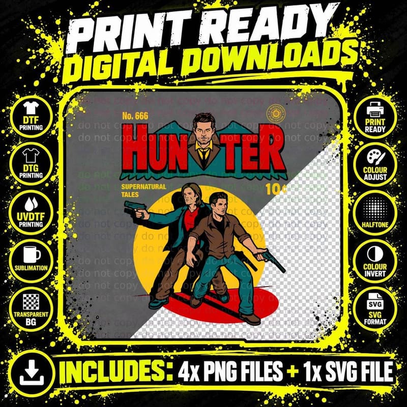 Hunter Supernatural Comic T-Shirt, Retro Ghost Stories Png SVG Digital Bundle