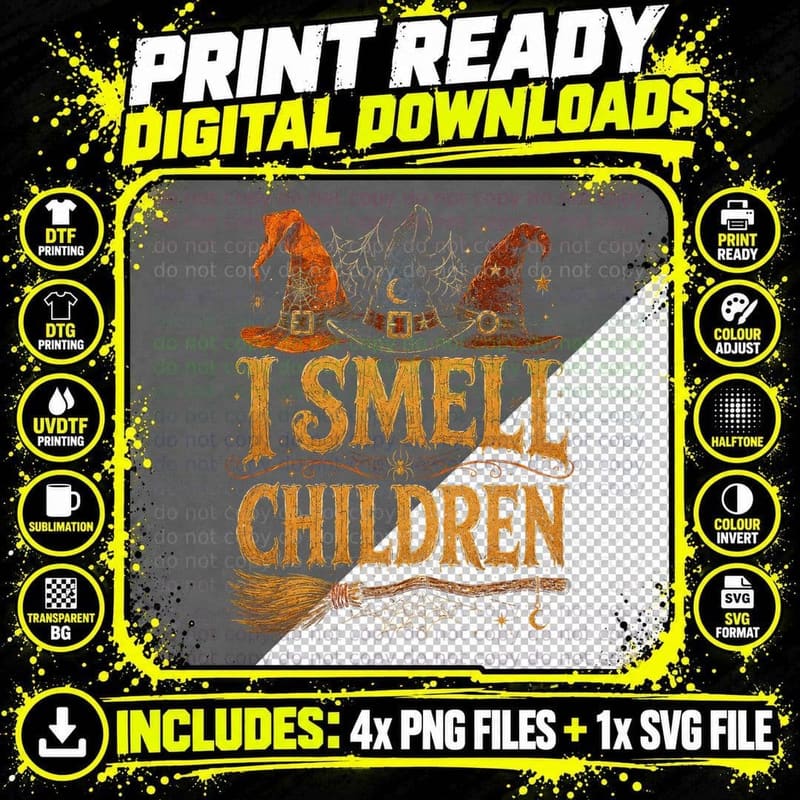 I Smell Children Witch Hats T-Shirt Funny Halloween Png SVG Digital Bundle