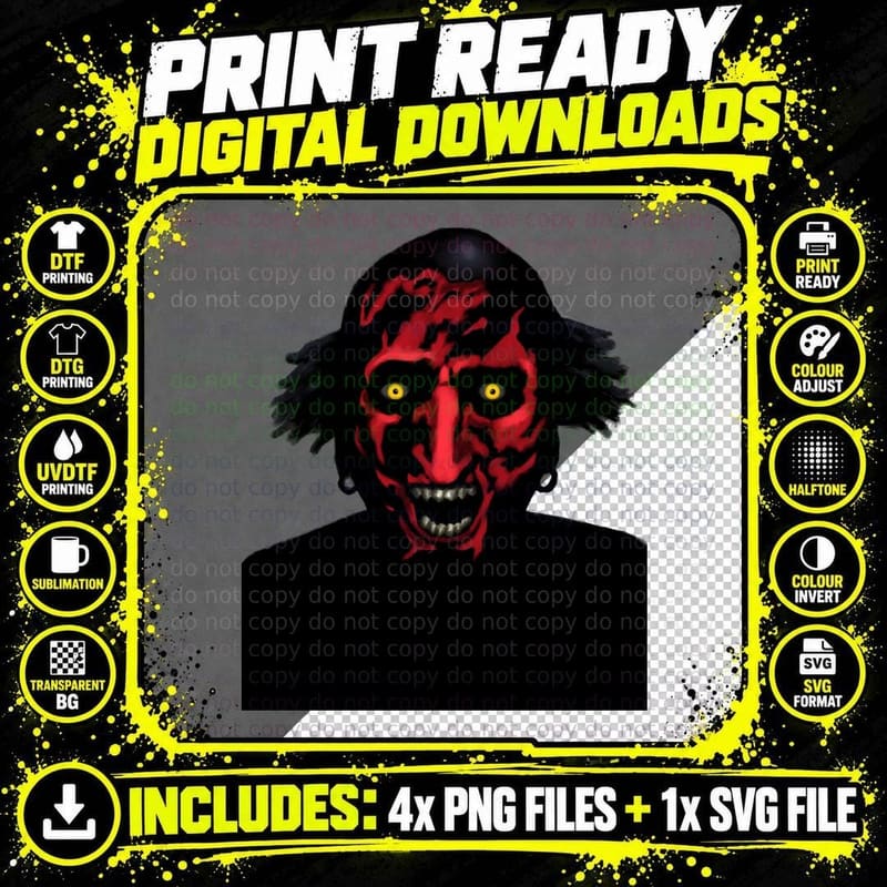 Insidious Demon Red Face Tee, Lipstick Face Devil Png SVG Digital Bundle