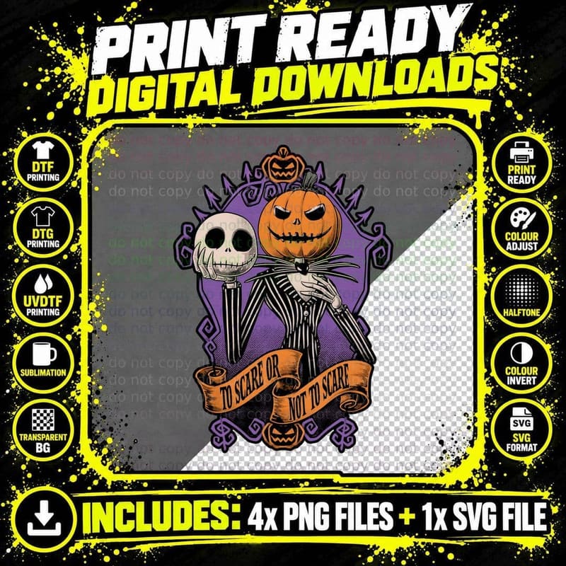 Jack Skellington T-Shirt, Gothic Halloween Tee Png SVG Digital Bundle