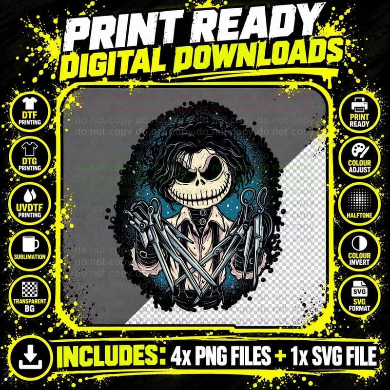 Jack Skellington T-Shirt, Gothic Horror Tee Png SVG Digital Bundle