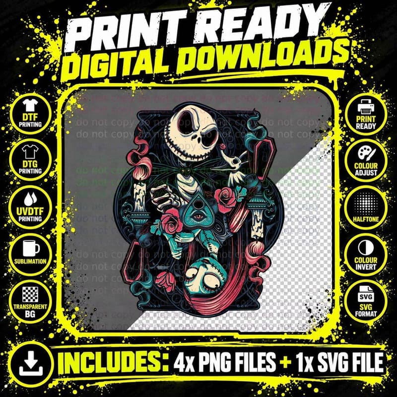 Jack, Sally Rag Doll, Jack Skellington, Nightmare Before Png SVG Digital Bundle