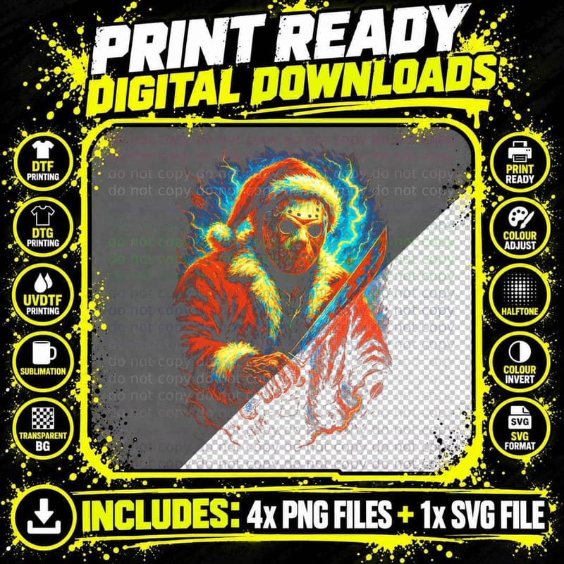 Jason Hockey Mask Killer Horror T-Shirt Png SVG Digital Bundle