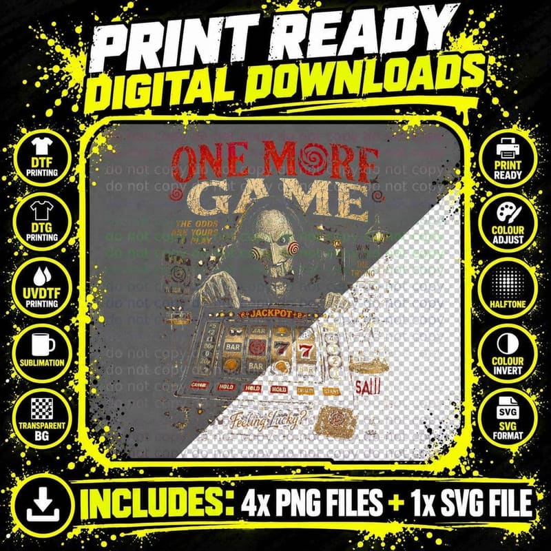 Jigsaw Saw Vintage Horror British Pub Fruit Machine Png SVG Digital Bundle