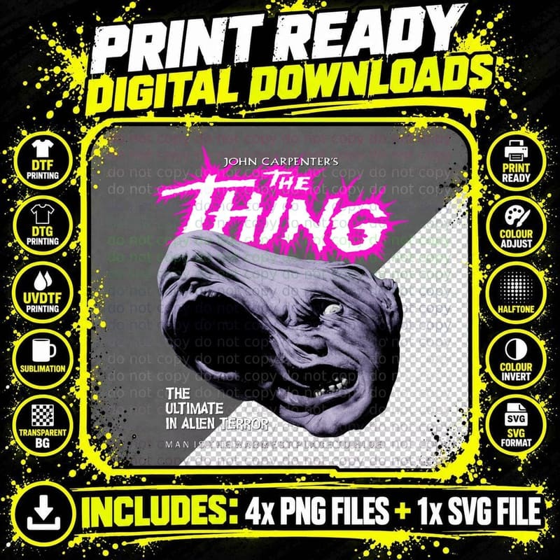 John Carpenter the Thing Tee, Alien Terror Movie Poster Png SVG Digital Bundle