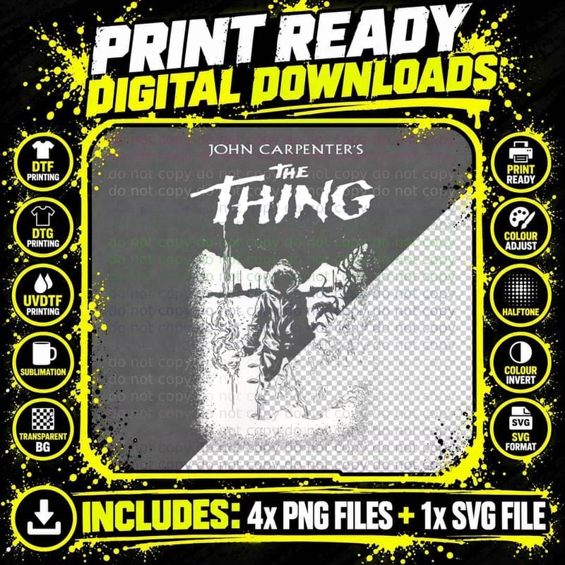 John Carpenter's the Thing T-Shirt, Retro Sci-Fi Horror Png SVG Digital Bundle