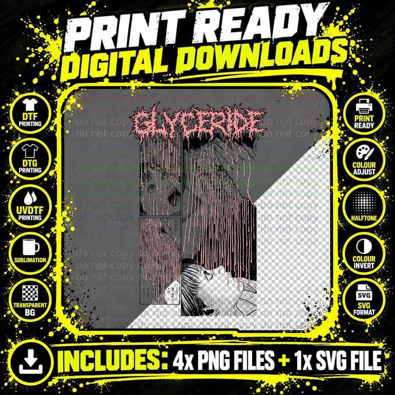 Junji Ito Glyceride Dripping Horror Panels Png SVG Digital Bundle