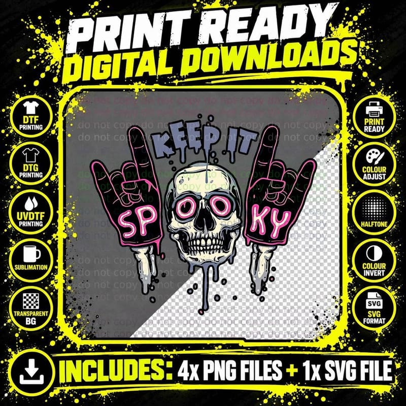 Keep It Spooky T-Shirt, Retro 80s Horror Tee Png SVG Digital Bundle