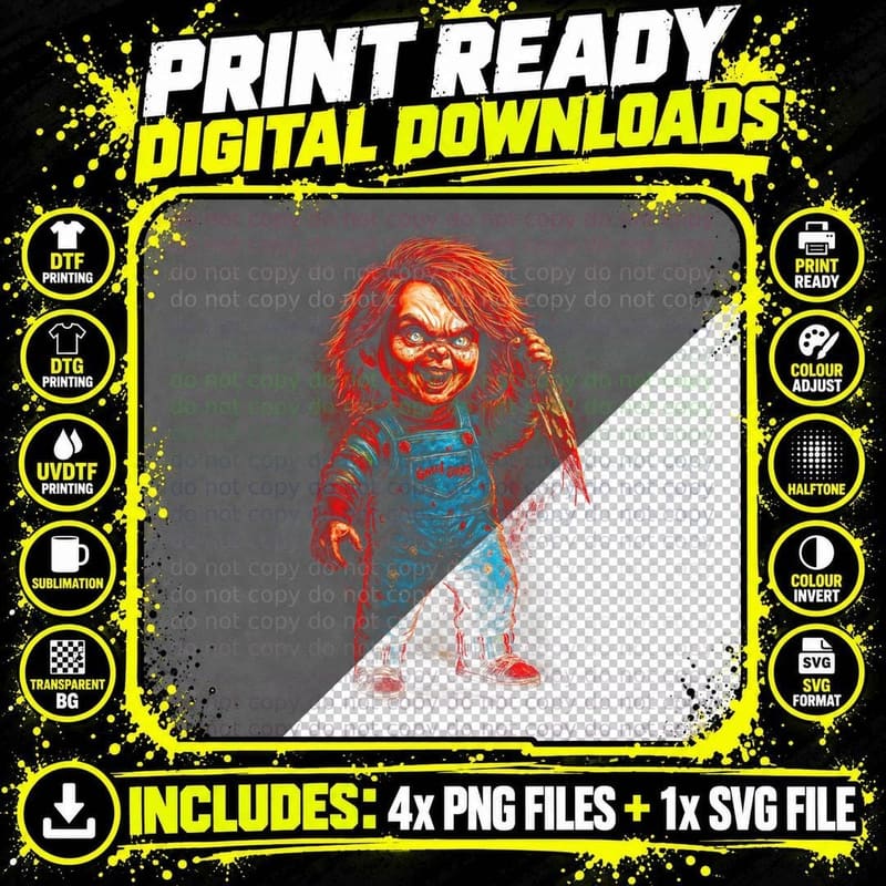 Killer Doll Horror T-Shirt, Slasher Costume Png SVG Digital Bundle