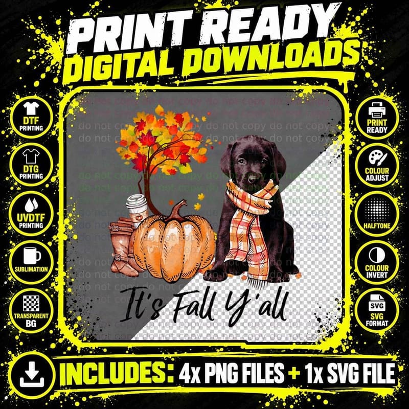 Labrador Fall Pumpkin T-Shirt, Autumn Pet Apparel Png SVG Digital Bundle