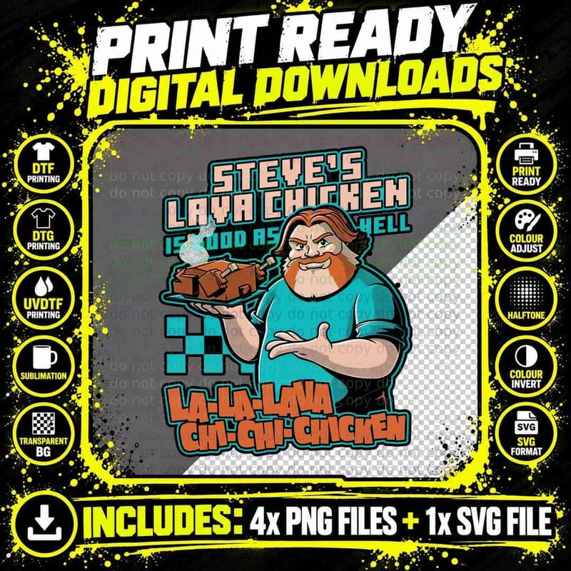 Lava Chicken T-Shirt, Retro 80s Horror Tee Png SVG Digital Bundle