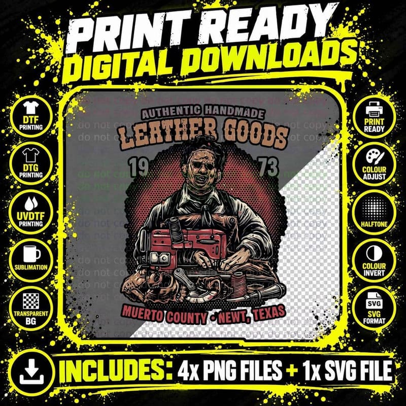 Leatherface Horror T-Shirt, Vintage Horror Tee Png SVG Digital Bundle