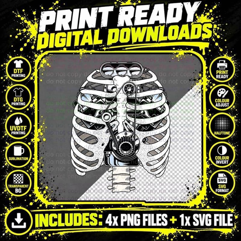 Mechanic Car Engineer Skeleton Mechanics T-Shirt Png SVG Digital Bundle