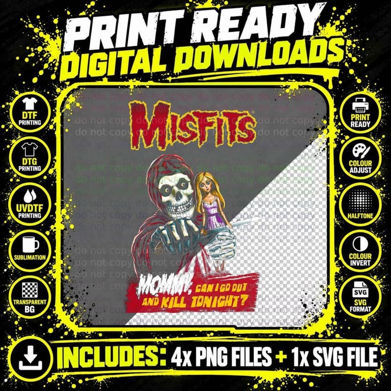 Misfits T-Shirt, Gothic Horror Style, Music Lover Apparel Png SVG Digital Bundle