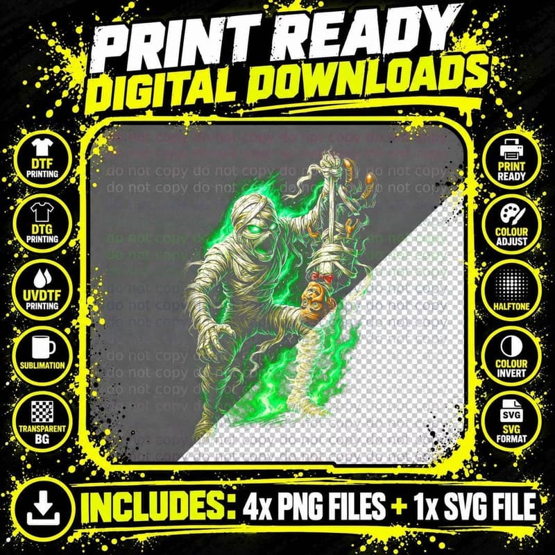 Mummy Dynamic and Vibrant T-Shirt, Halloween Costume Png SVG Digital Bundle