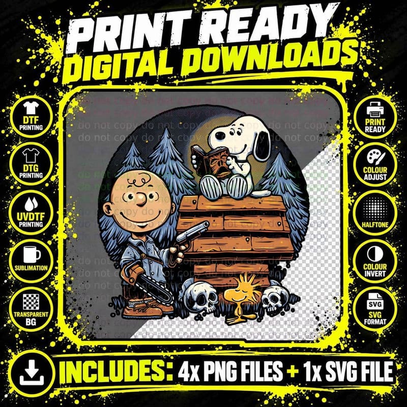 Night in the Woods Horror Peanuts Tee, Charlie Snoopy Png SVG Digital Bundle