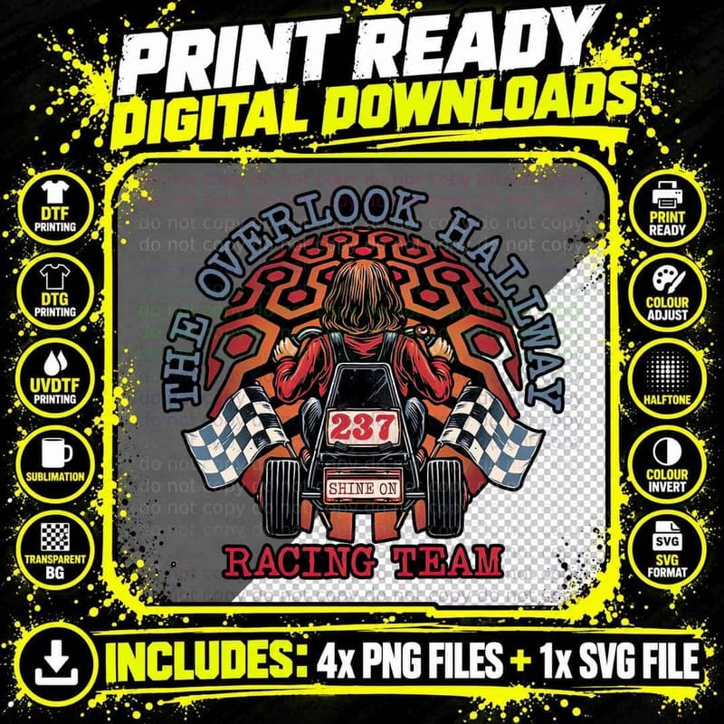 Overlook Racing T-Shirt, Retro 80s Horror Tee Png SVG Digital Bundle