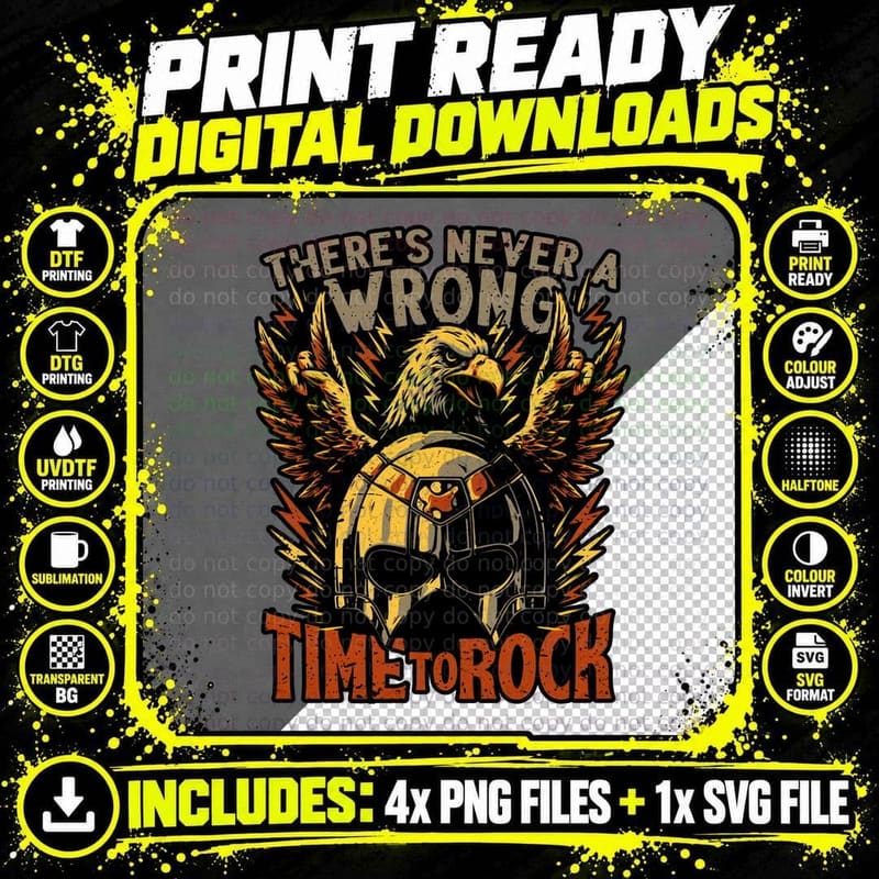 Peace Eagle Hero Rock T-Shirt, Retro 80s Horror Tee Png SVG Digital Bundle