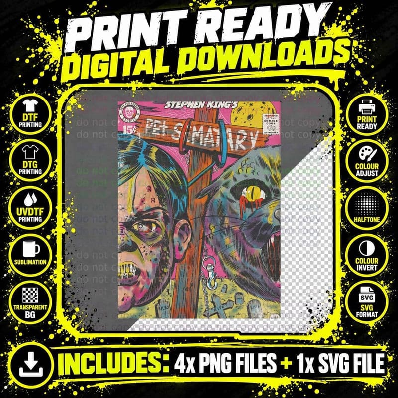 Pet Sematary Stephen King Comic Cover Tee Png SVG Digital Bundle