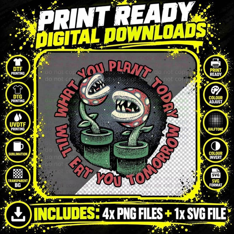 Plant Today Eat Tomorrow T-Shirt, Retro Horror Aesthetic Png SVG Digital Bundle