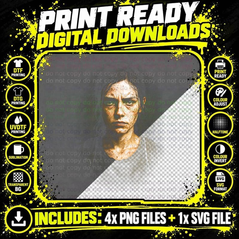 Post-Apocalyptic Survivor Portrait T-Shirt Png SVG Digital Bundle